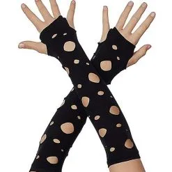 Spirit Halloween Tattered Black Arm Warmers