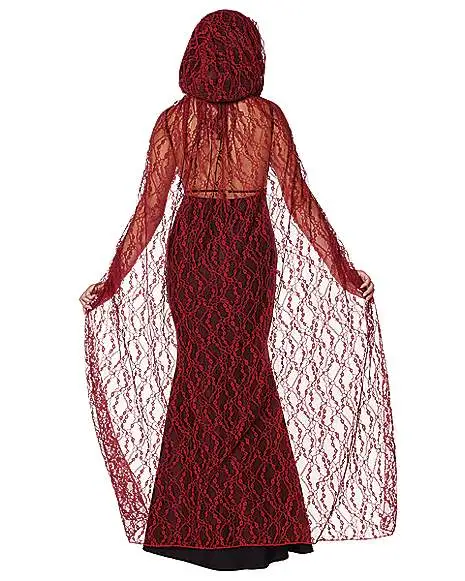 Spirit Halloween Adult Burgundy Lace Cape 4 Spirit Halloween Adult Burgundy Lace Cape - Image 2