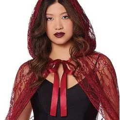 Spirit Halloween Adult Burgundy Lace Cape 7 Spirit Halloween Adult Burgundy Lace Cape -Toddler Costumes Shop 01574193 c