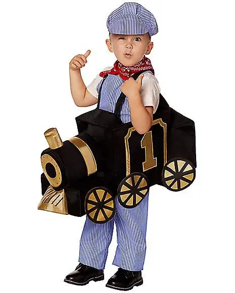 Spirit Halloween Toddler Ride-Along Train And Conductor Costume 3 Spirit Halloween Toddler Ride-Along Train And Conductor Costume