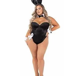 Spirit Halloween Plus Size Playboy Bunny Bodysuit Outfit - Black